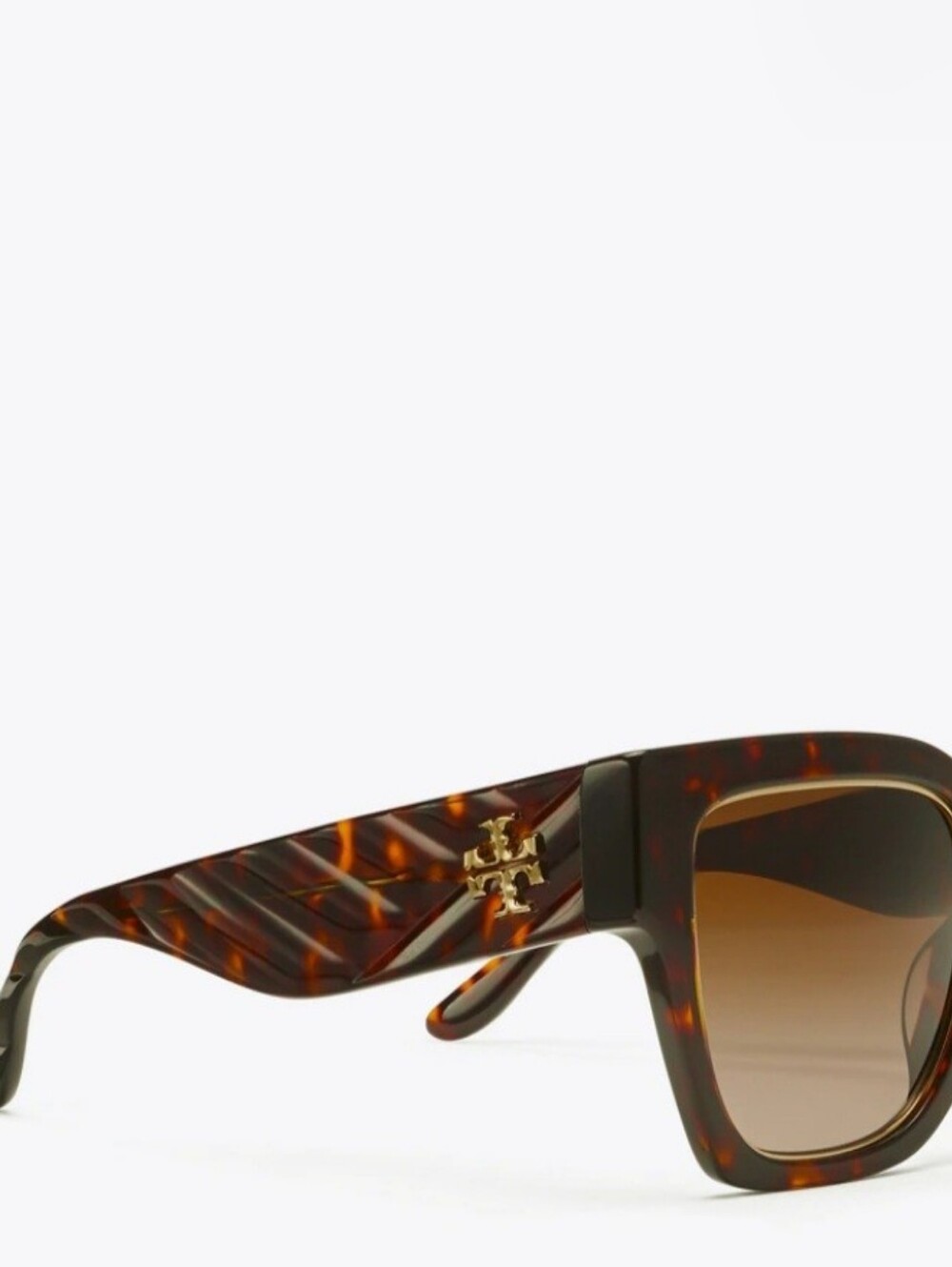 NWT Tory Bursch Kira Square Sunglasses dark tortoise/brown gradient - Picture 8 of 13